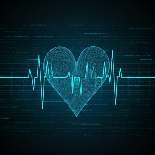 Data visualisation heartbeat and signal monitoring graphic in digital blue tones
